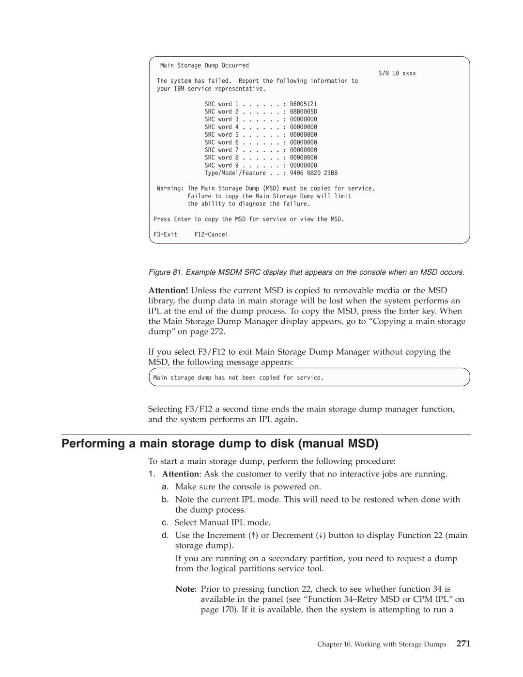 IBM SY44-5902-05 Performing a main storage dump to disk manual MSD 