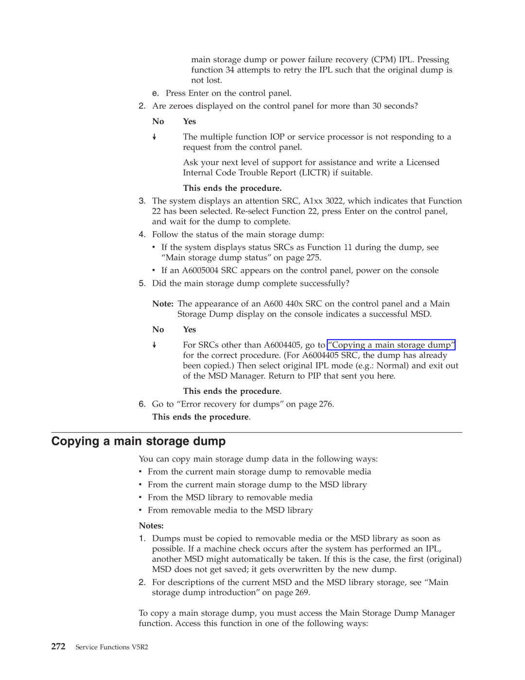 IBM SY44-5902-05 manual Copying a main storage dump, No Yes 