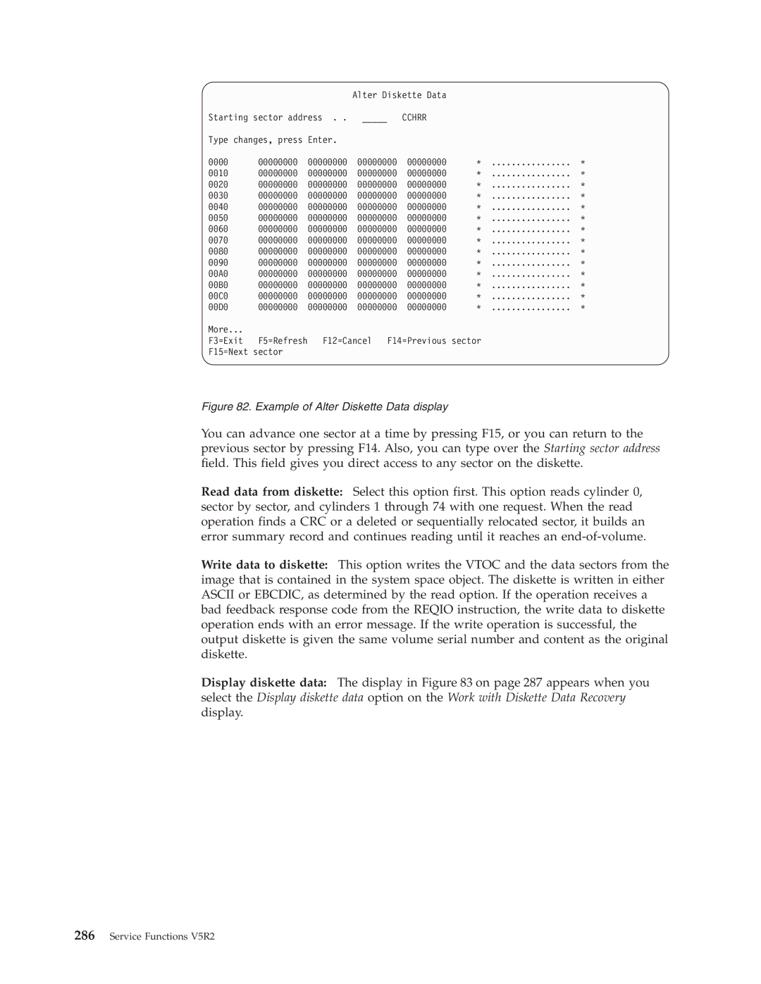 IBM SY44-5902-05 manual Example of Alter Diskette Data display 