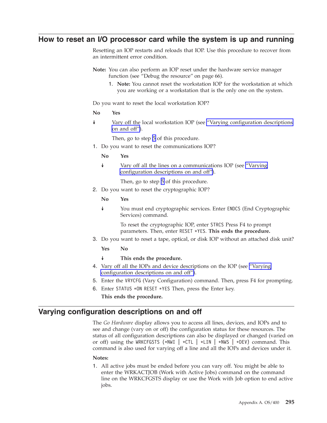 IBM SY44-5902-05 manual Varying configuration descriptions on and off, No Yes 