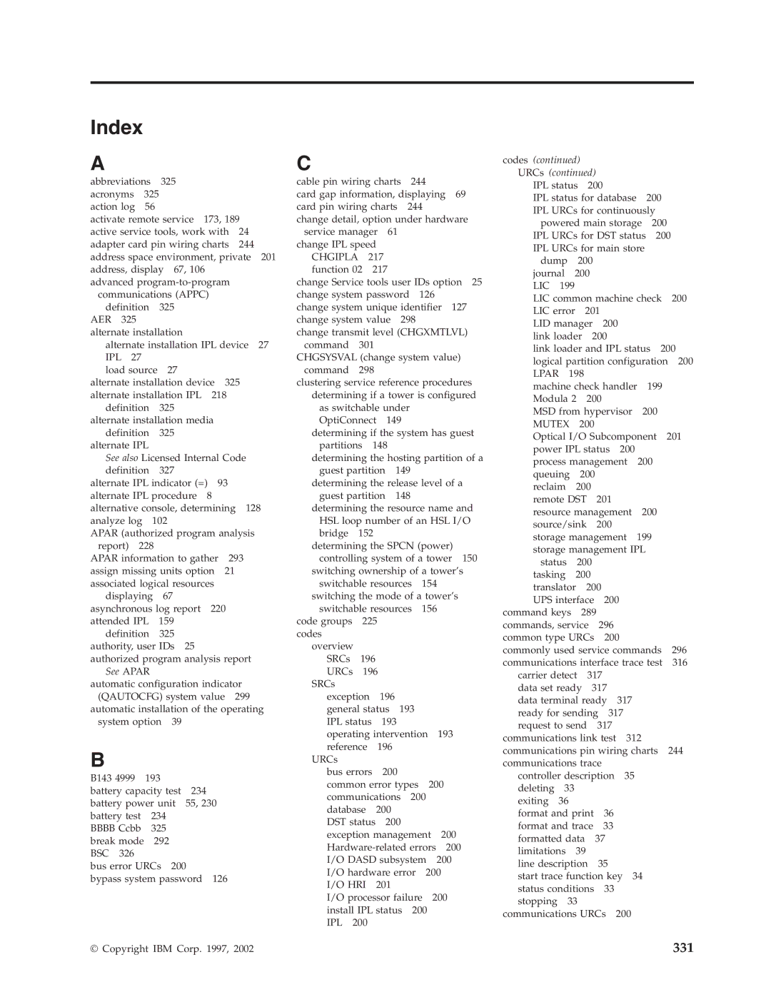 IBM SY44-5902-05 manual Index, Aer 