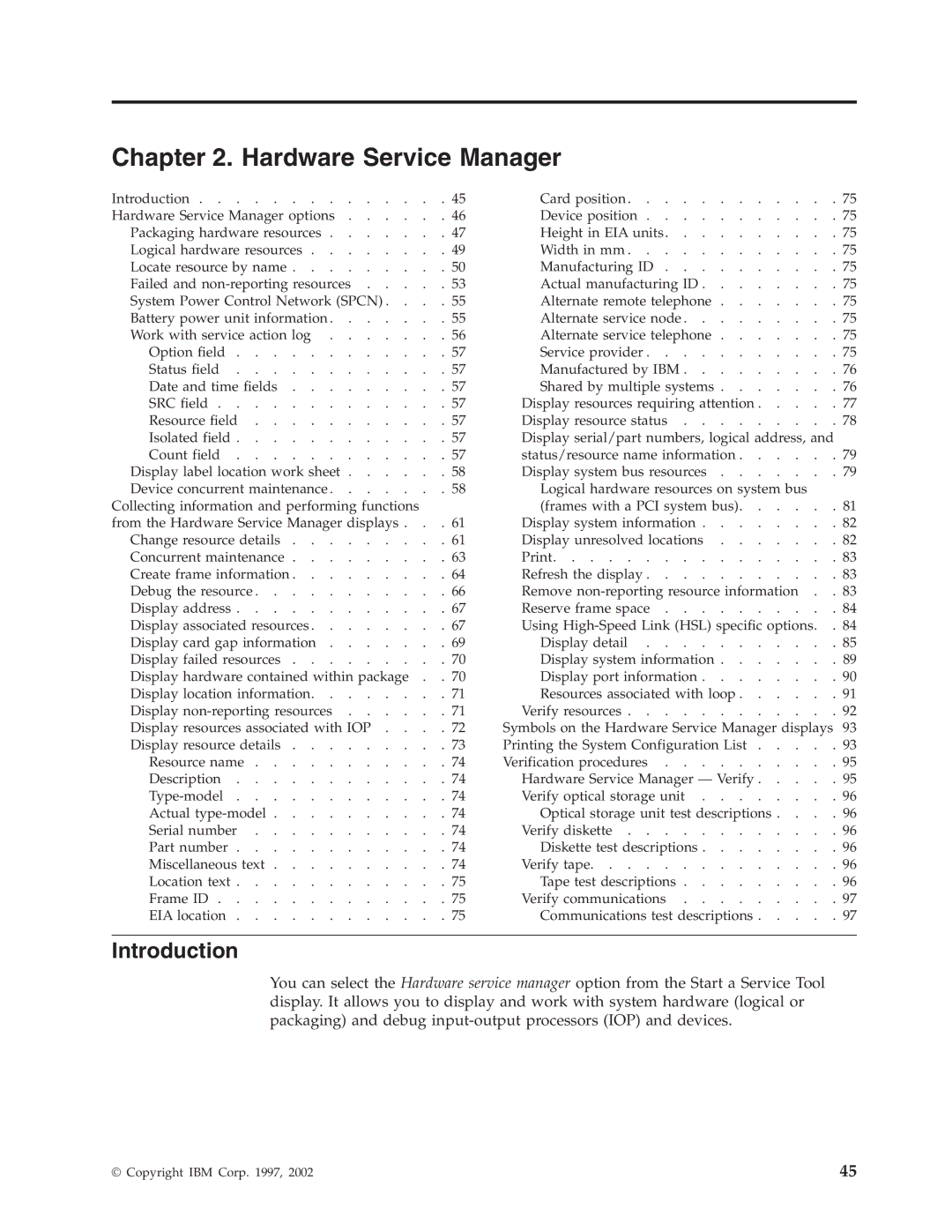 IBM SY44-5902-05 manual Hardware Service Manager, Introduction 