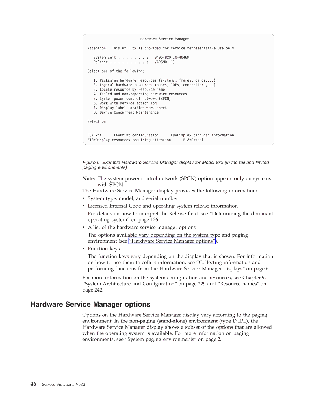 IBM SY44-5902-05 manual Hardware Service Manager options 