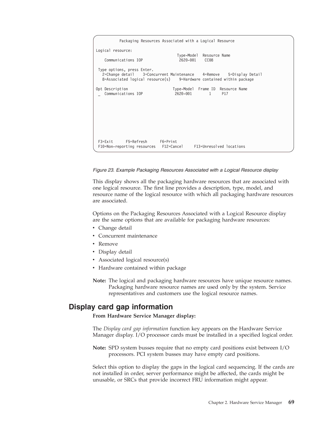 IBM SY44-5902-05 manual Display card gap information, From Hardware Service Manager display 