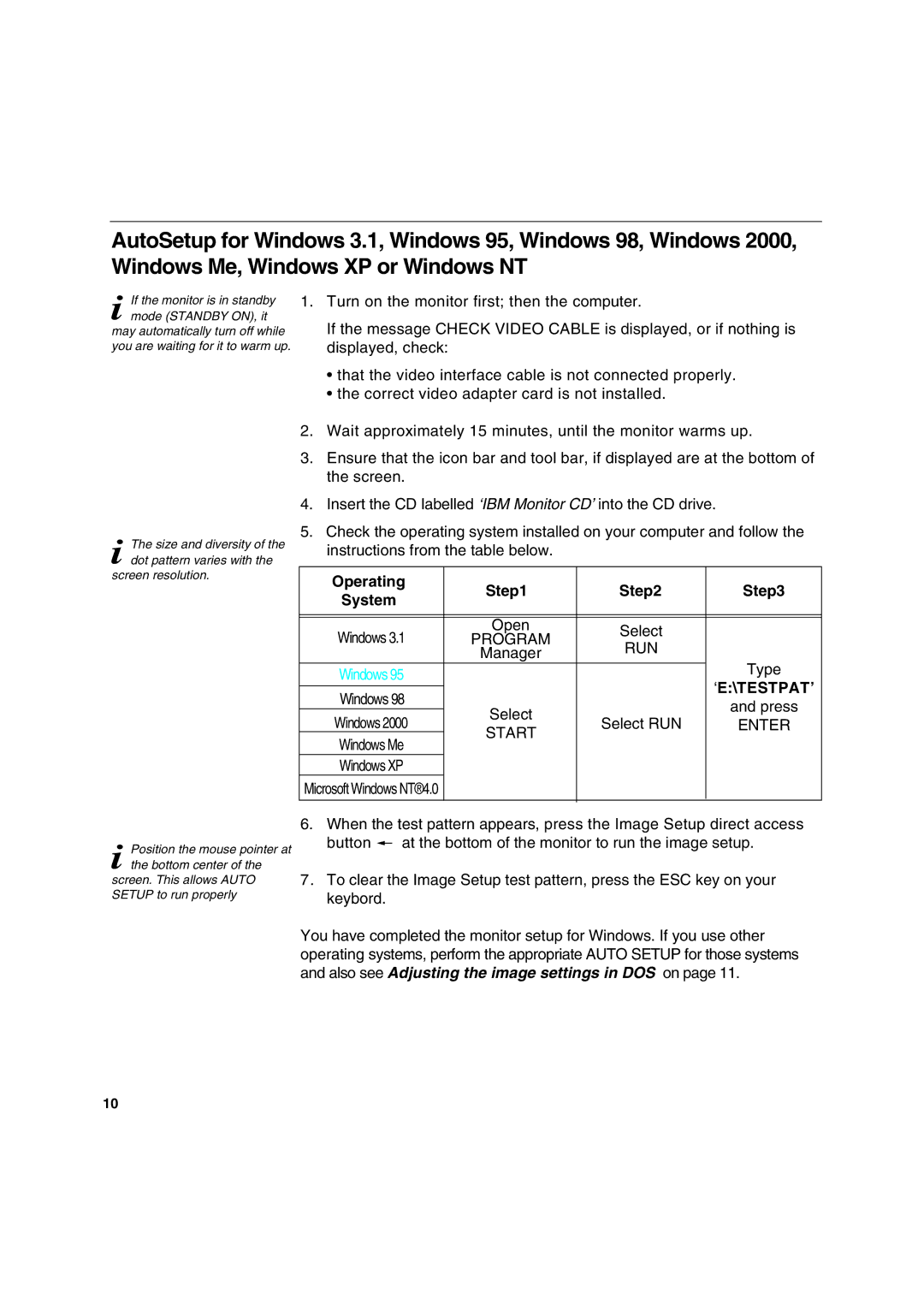 IBM T 541 manual ‘E\Testpat’ 