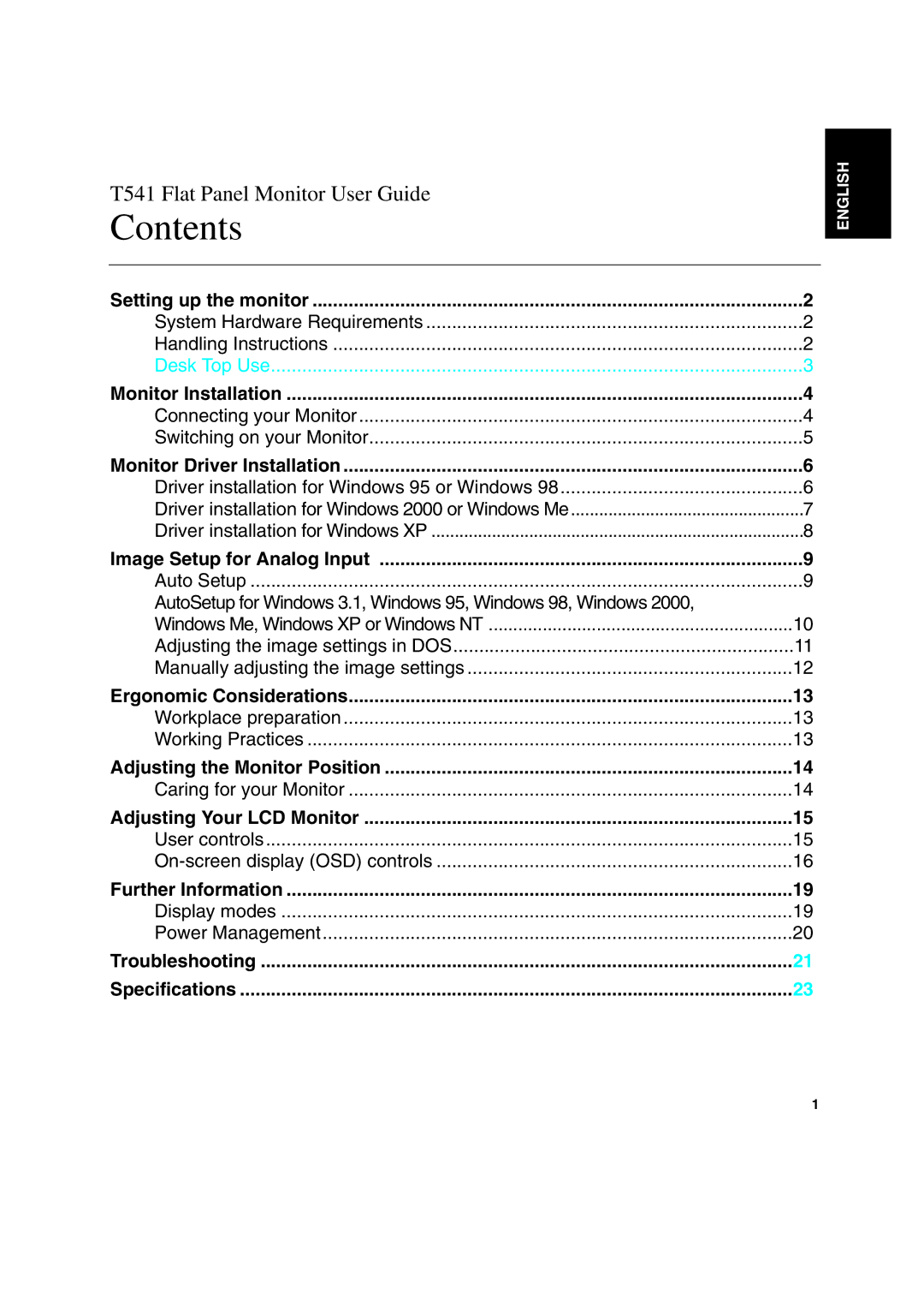 IBM T 541 manual Contents 