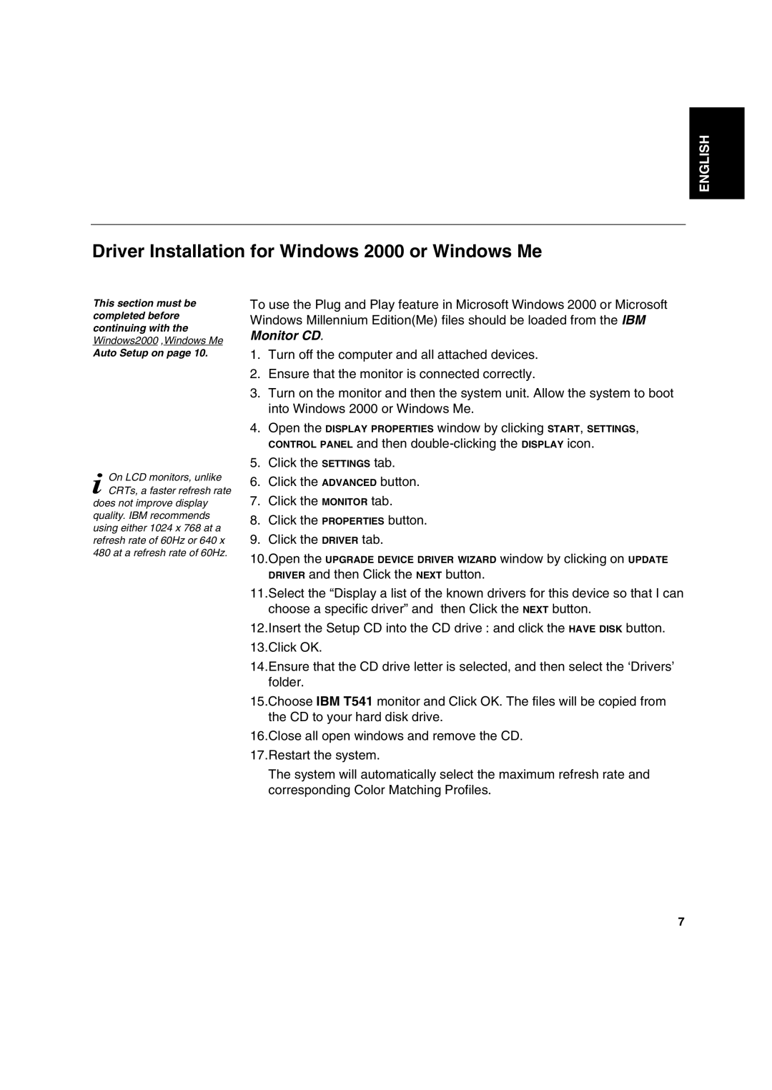 IBM T 541 manual Driver Installation for Windows 2000 or Windows Me 