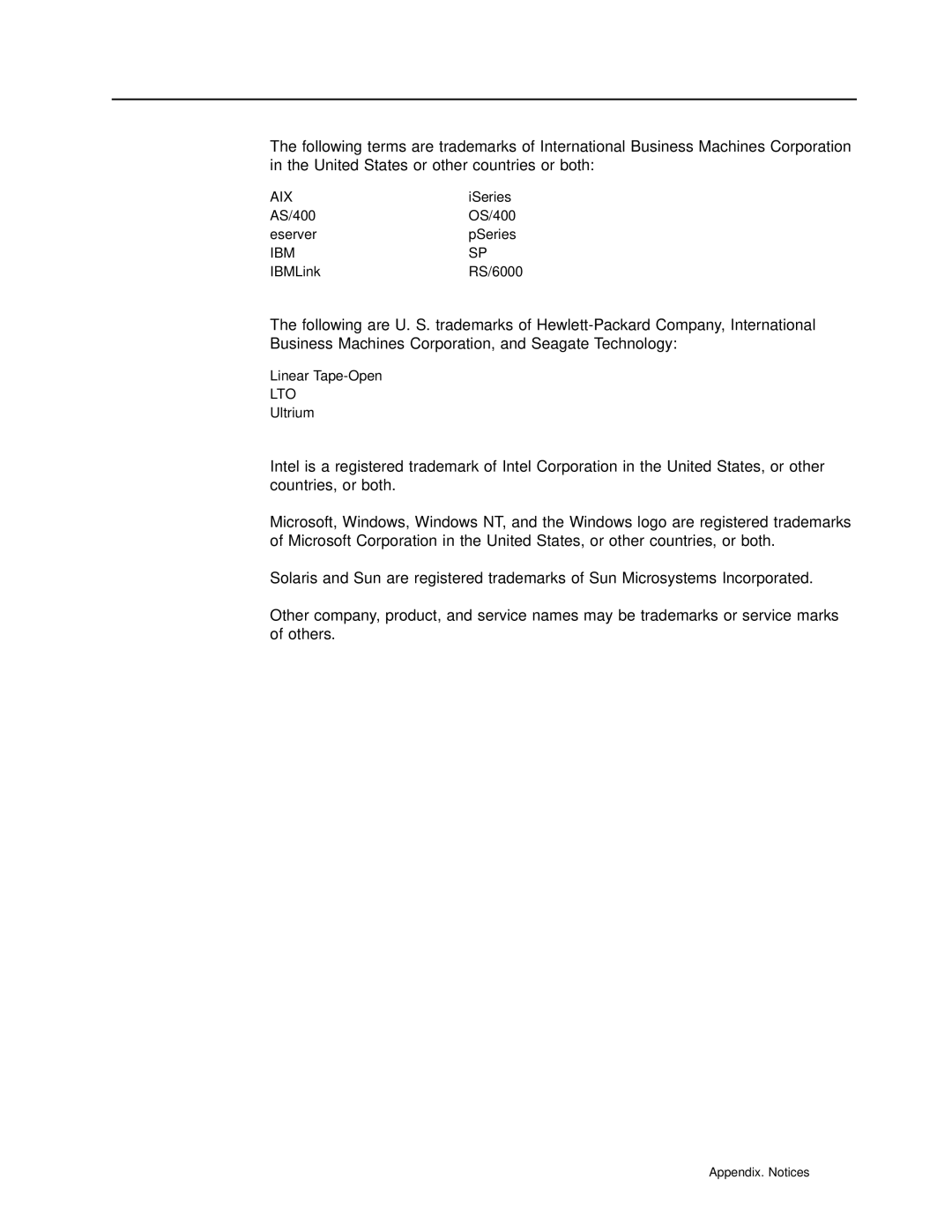 IBM T200F manual Trademarks, Aix, Ibm, Lto 