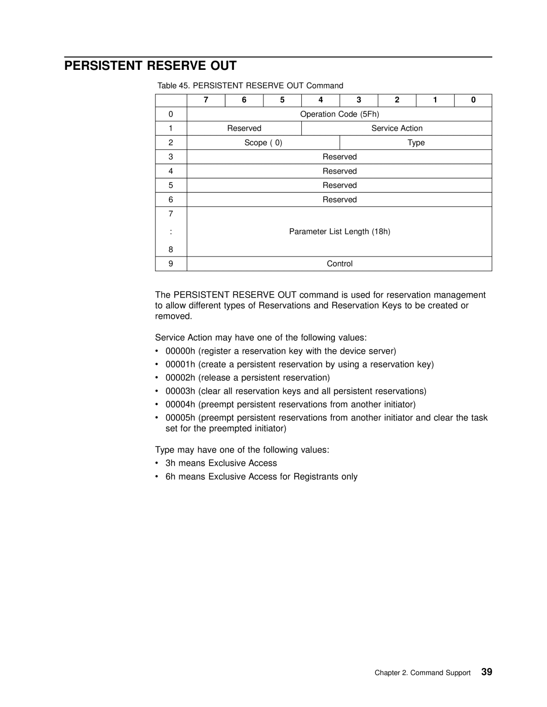 IBM T200F manual Persistent Reserve OUT Command 