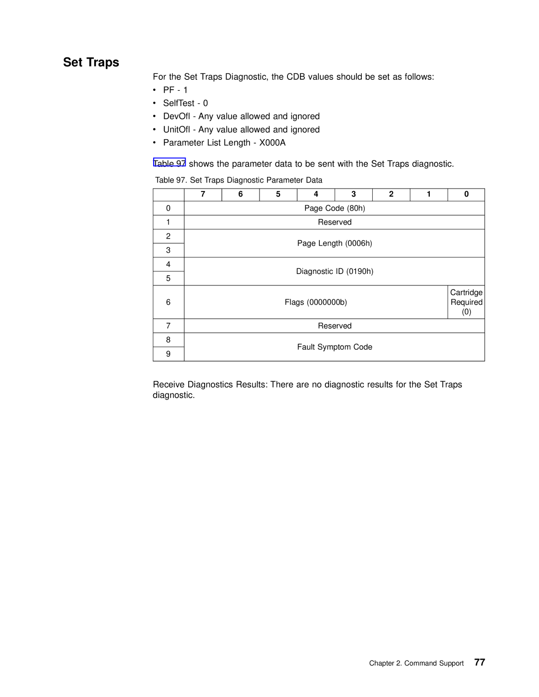 IBM T200F manual Set Traps Diagnostic Parameter Data 