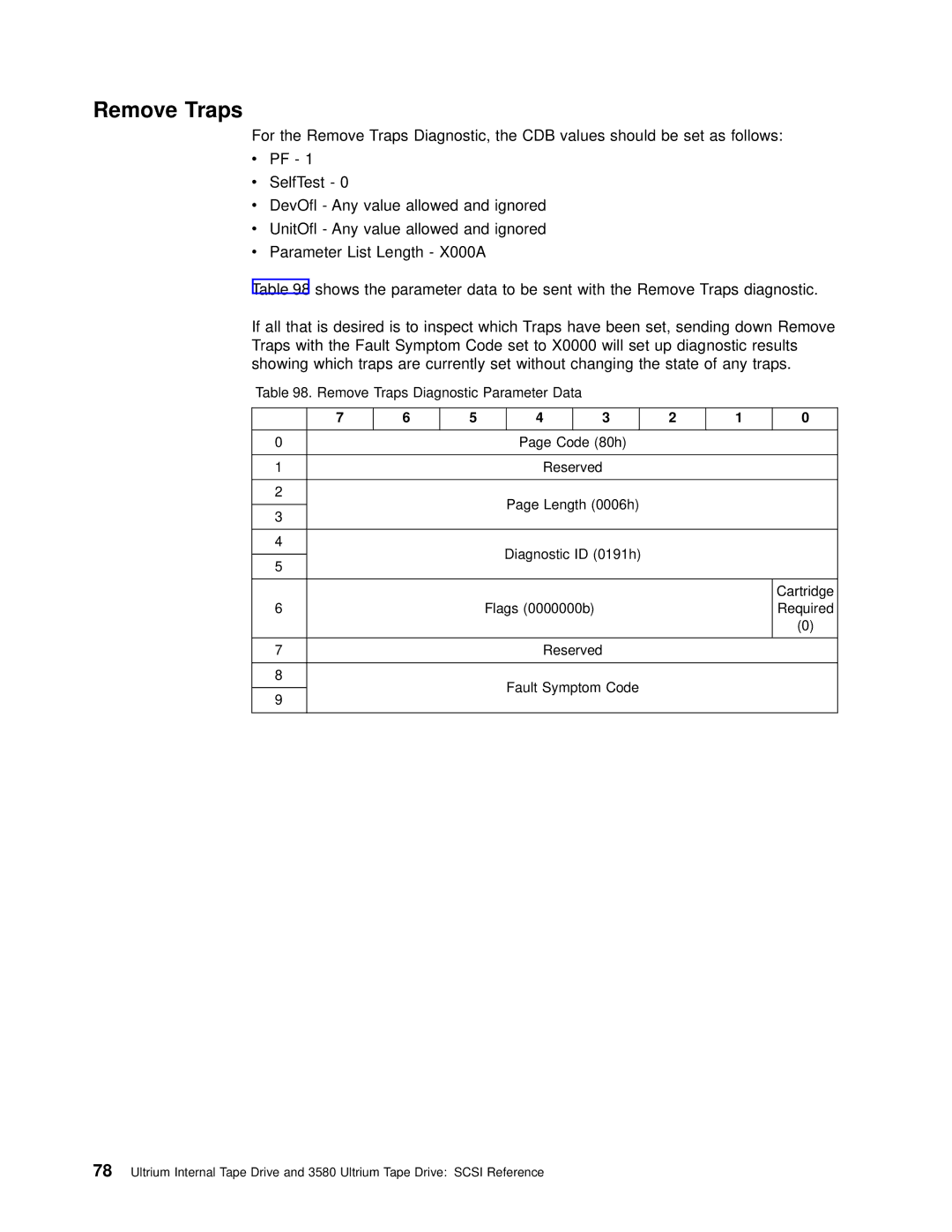 IBM T200F manual Remove Traps Diagnostic Parameter Data 