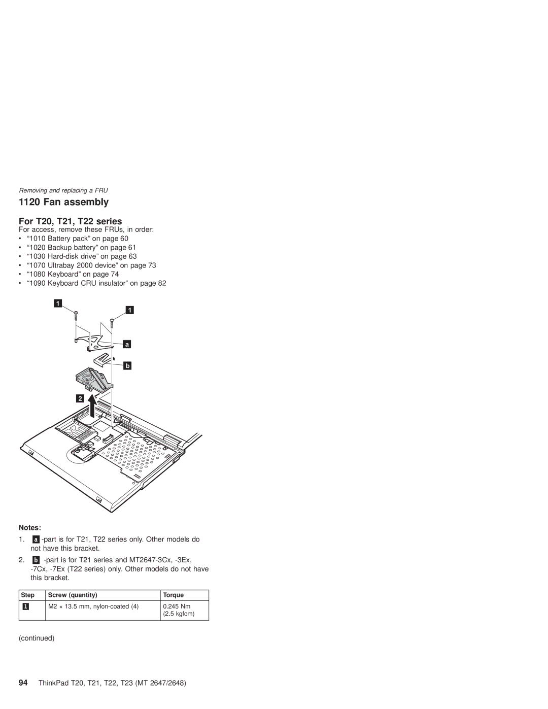 IBM manual Fan assembly, For T20, T21, T22 series 