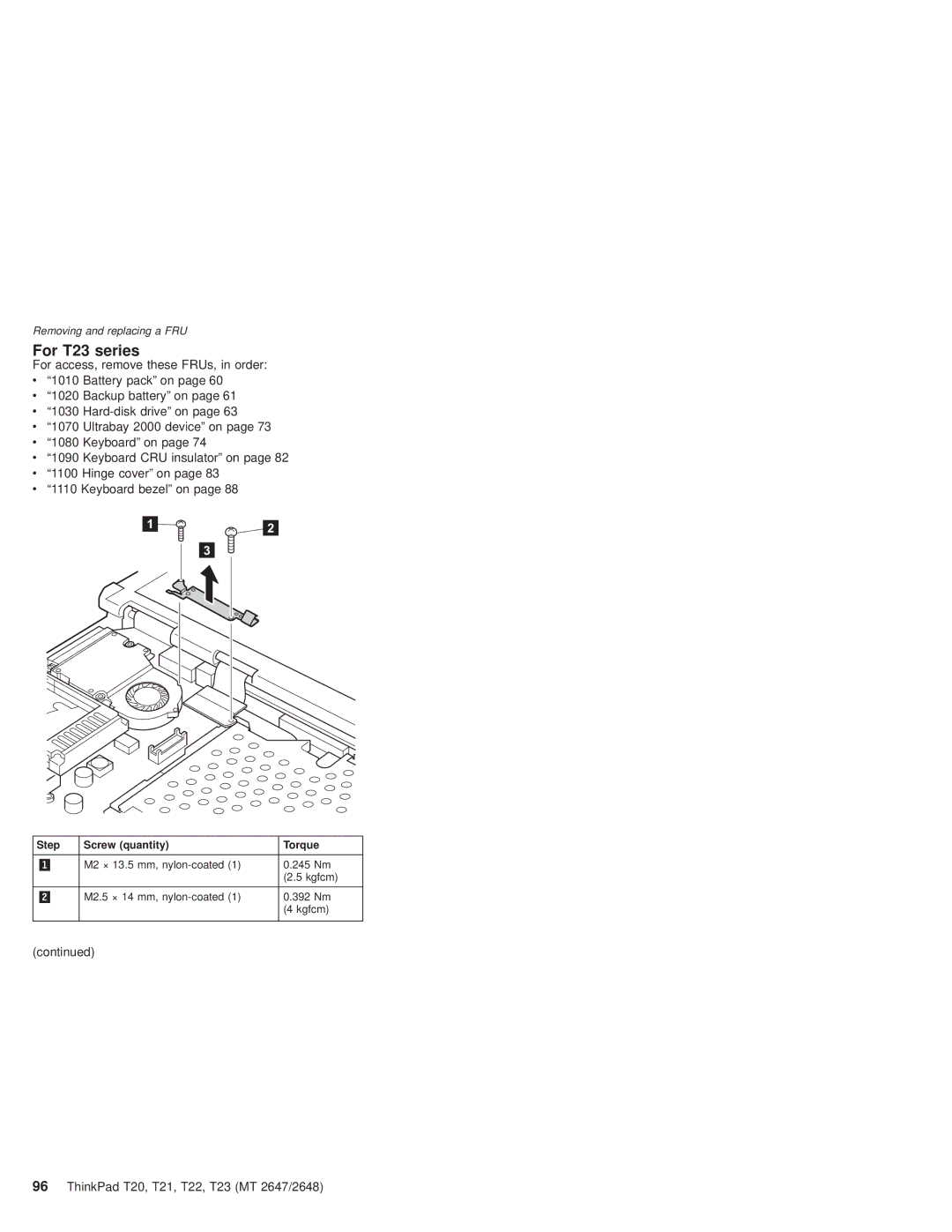 IBM T22, T21 manual For T23 series 