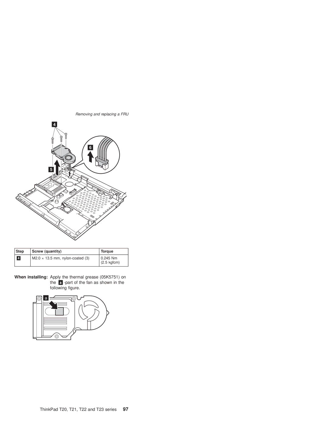 IBM T21, T22 manual M2.0 × 13.5 mm, nylon-coated 245 Nm Kgfcm 