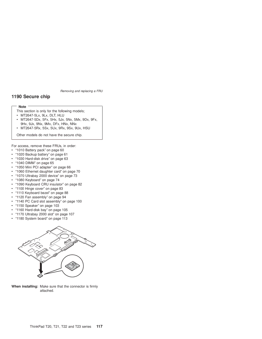 IBM T21, T22 manual Secure chip 