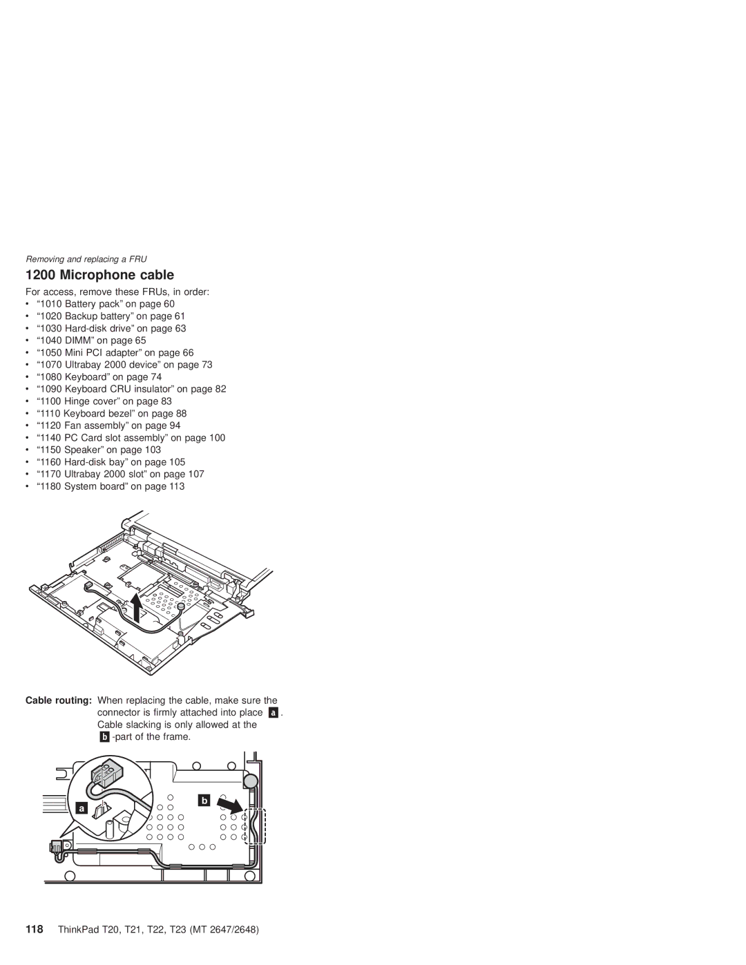 IBM T22, T21 manual Microphone cable 