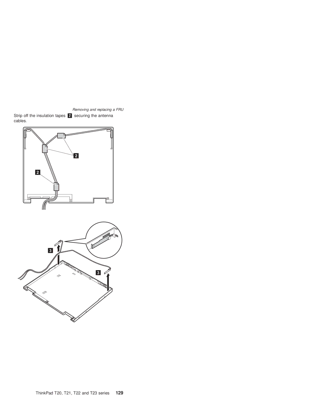 IBM T21, T22 manual Removing and replacing a FRU 