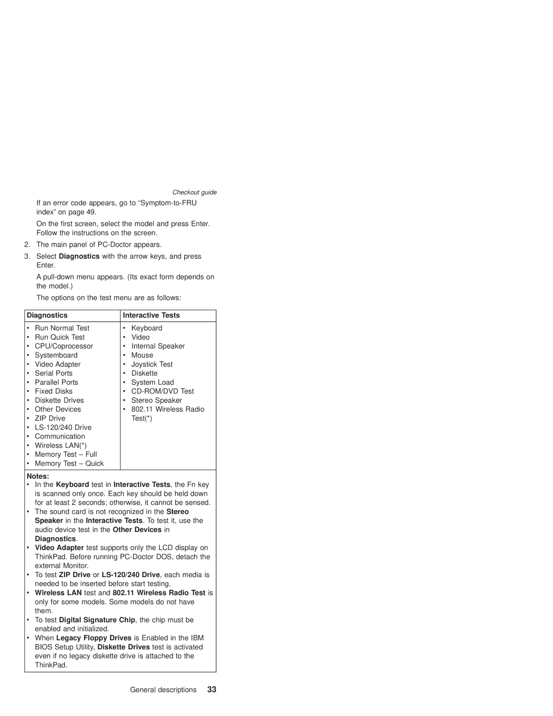 IBM T21, T22 manual Diagnostics Interactive Tests 