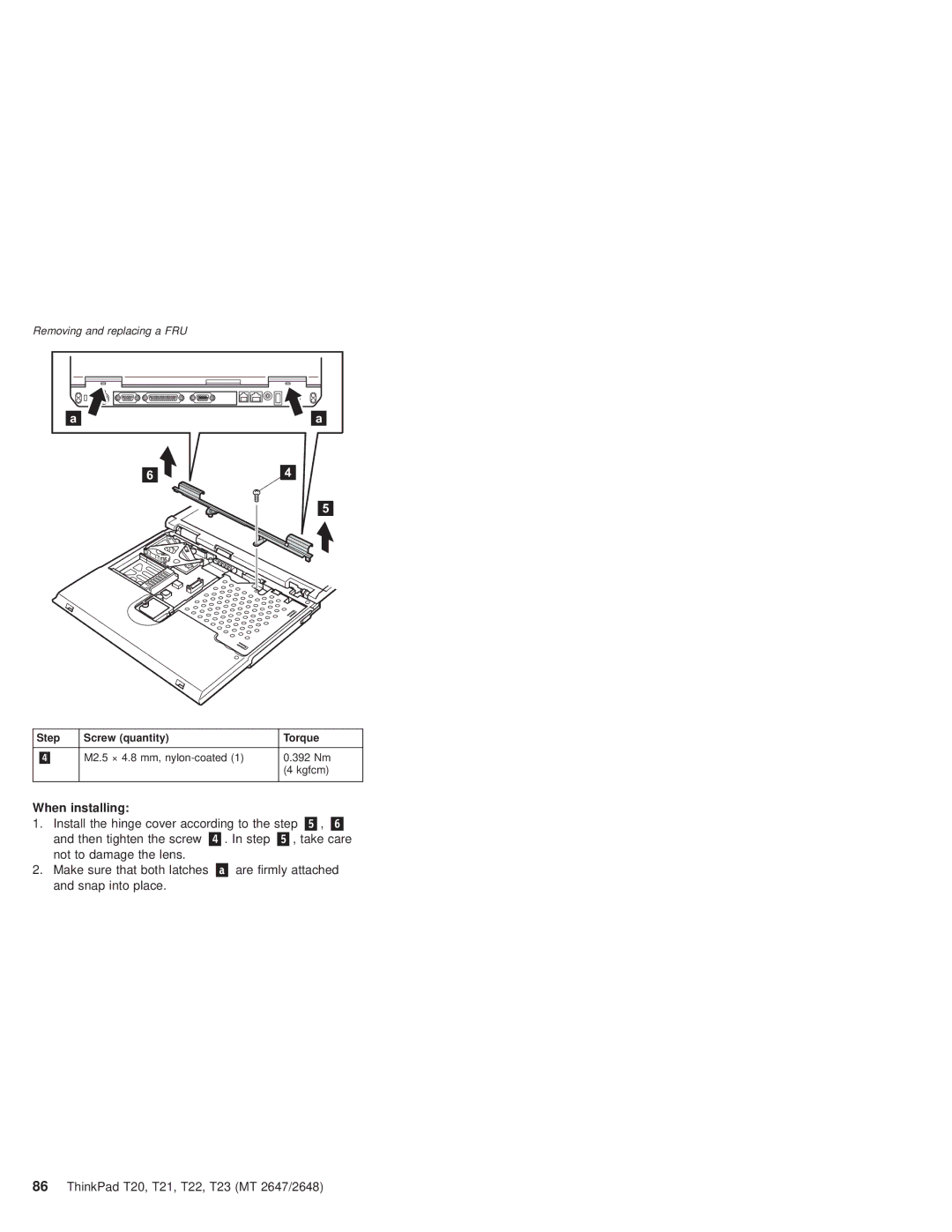 IBM T22, T21 manual When installing 