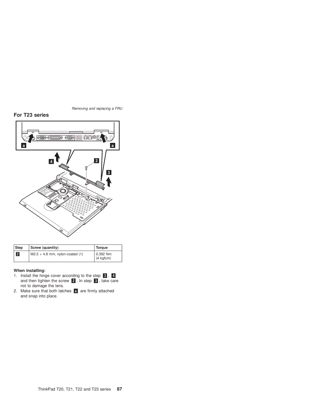 IBM T21, T22 manual For T23 series 