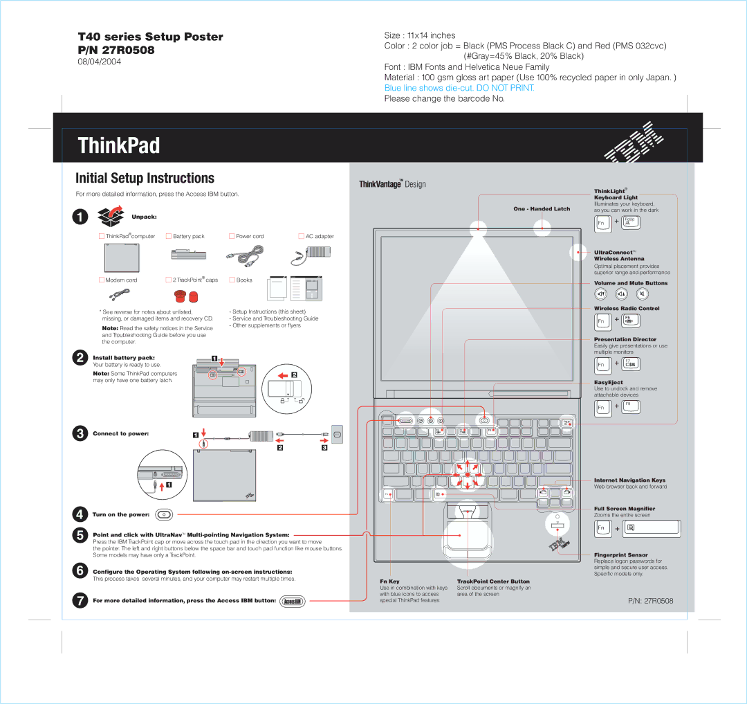 IBM T40 manual Unpack, Install battery pack Your battery is ready to use 