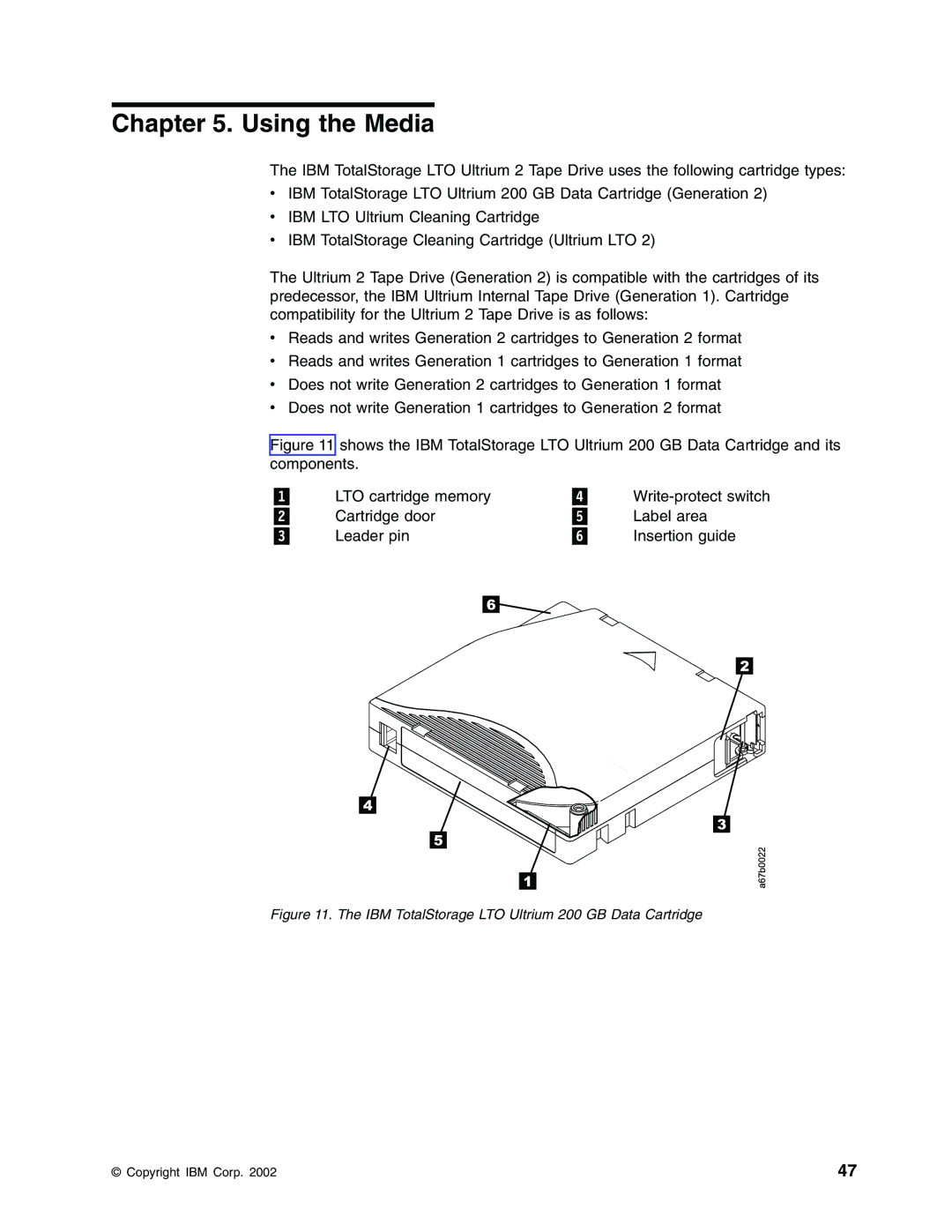 IBM T400F manual Using the Media, IBM TotalStorage LTO Ultrium 200 GB Data Cartridge 