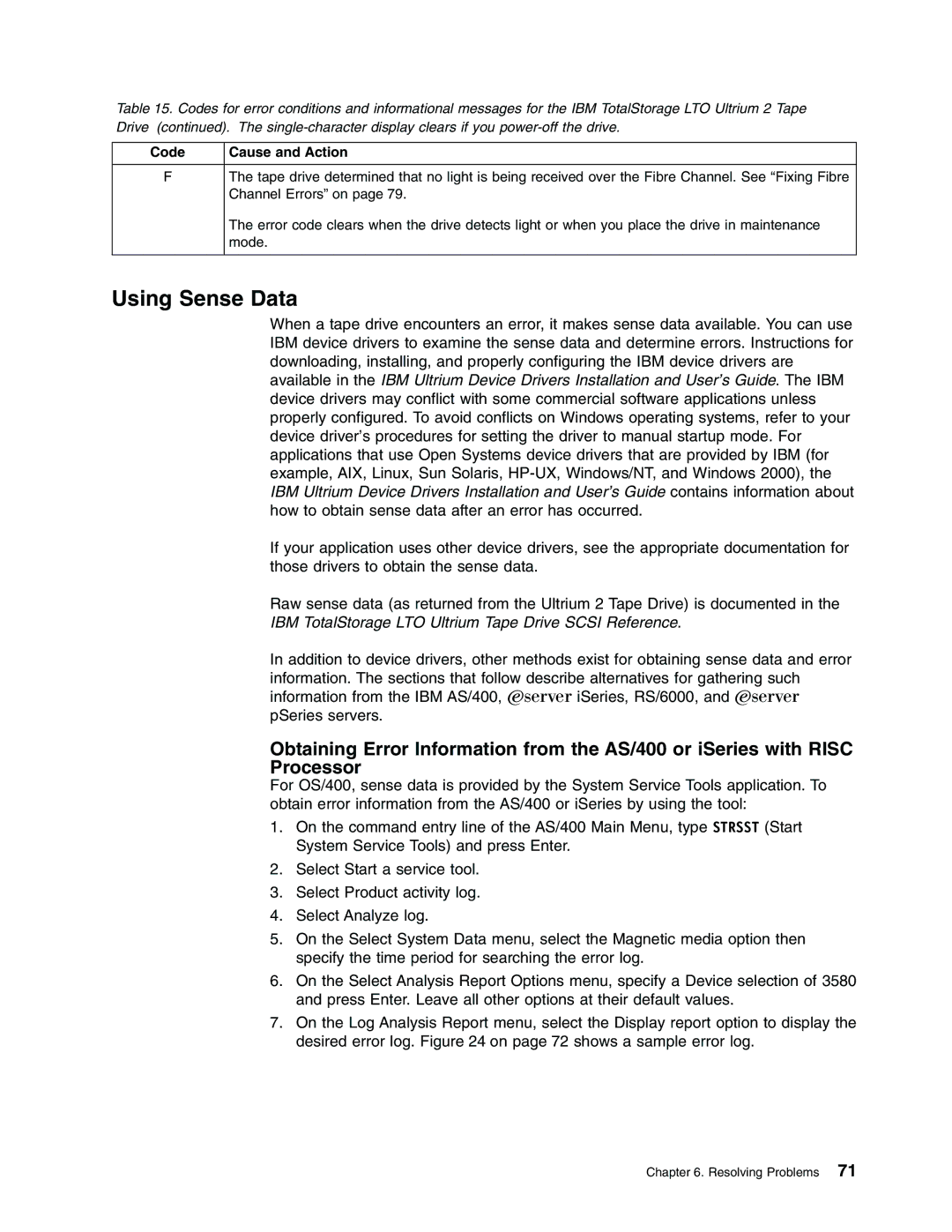 IBM T400F manual Using Sense Data 