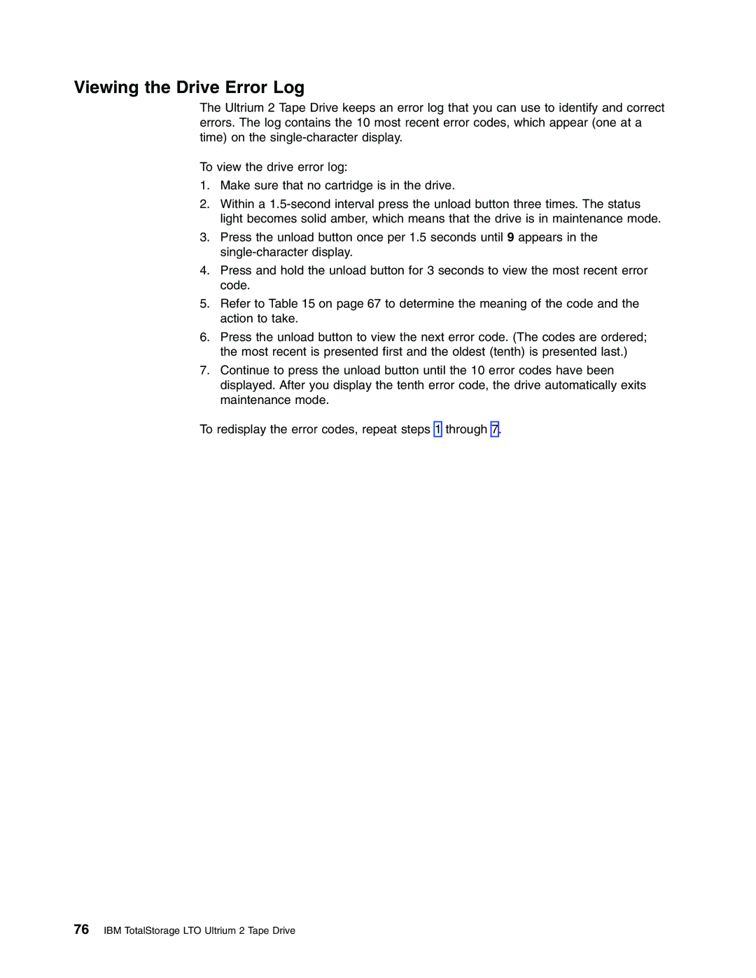 IBM T400F manual Viewing the Drive Error Log 