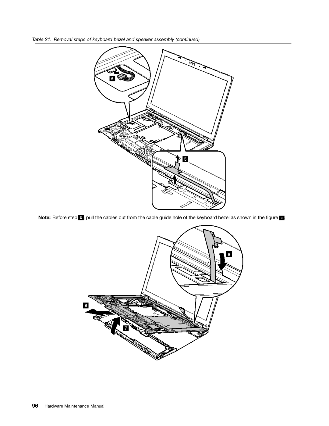 IBM T400S, T410SI manual Removal steps of keyboard bezel and speaker assembly 