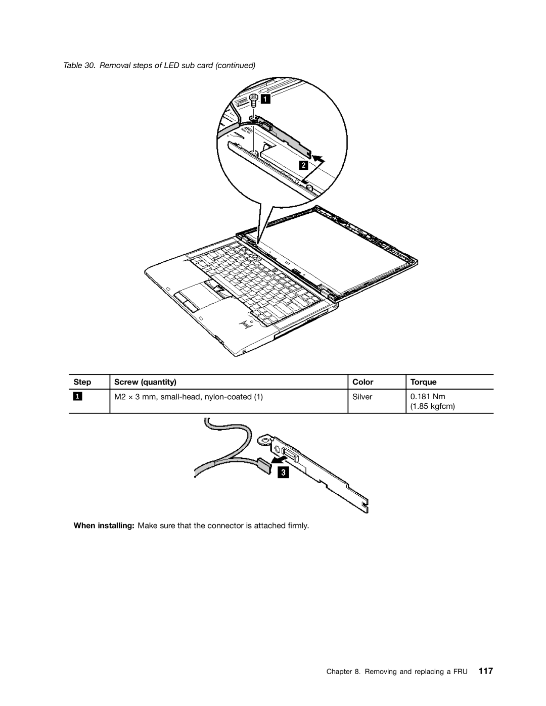 IBM T400S, T410SI manual Step Screw quantity Color Torque 