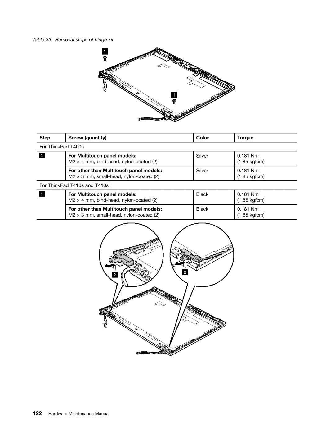 IBM T410SI, T400S manual For Multitouch panel models, For other than Multitouch panel models 