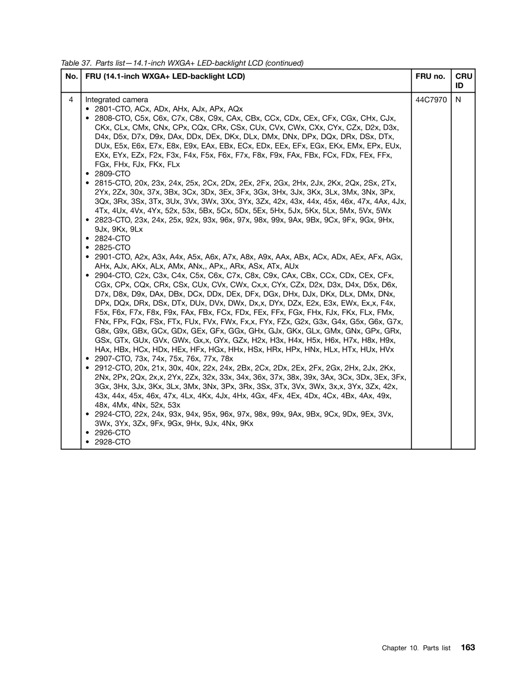 IBM T400S, T410SI manual Integrated camera 44C7970 