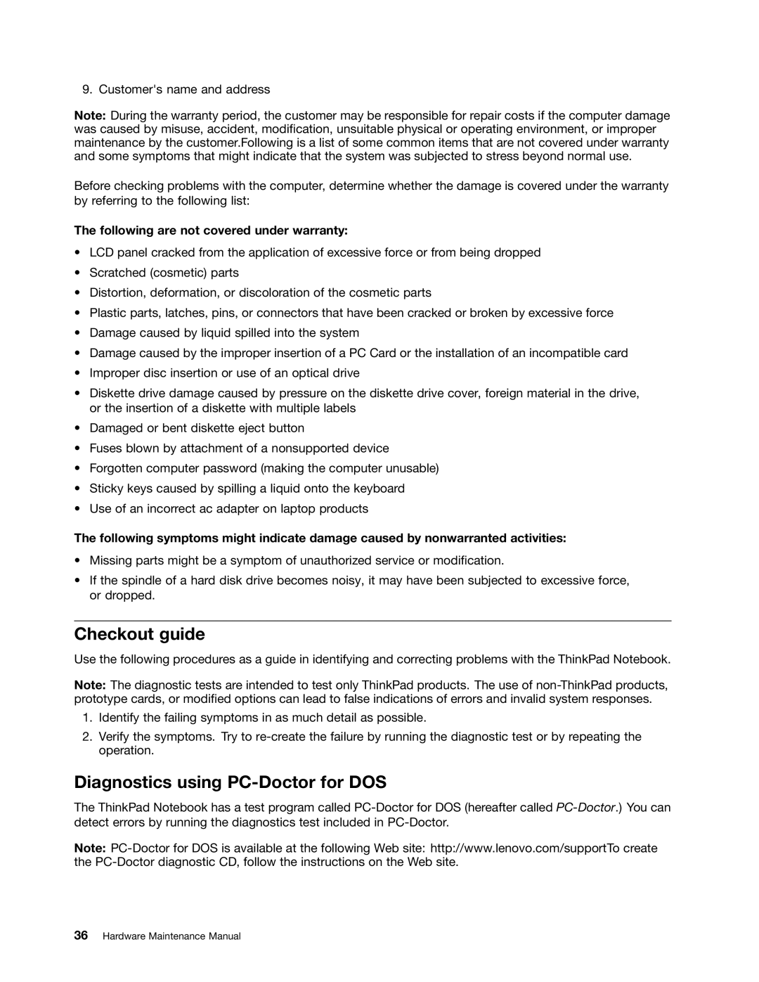 IBM T400S, T410SI manual Checkout guide, Diagnostics using PC-Doctor for DOS 