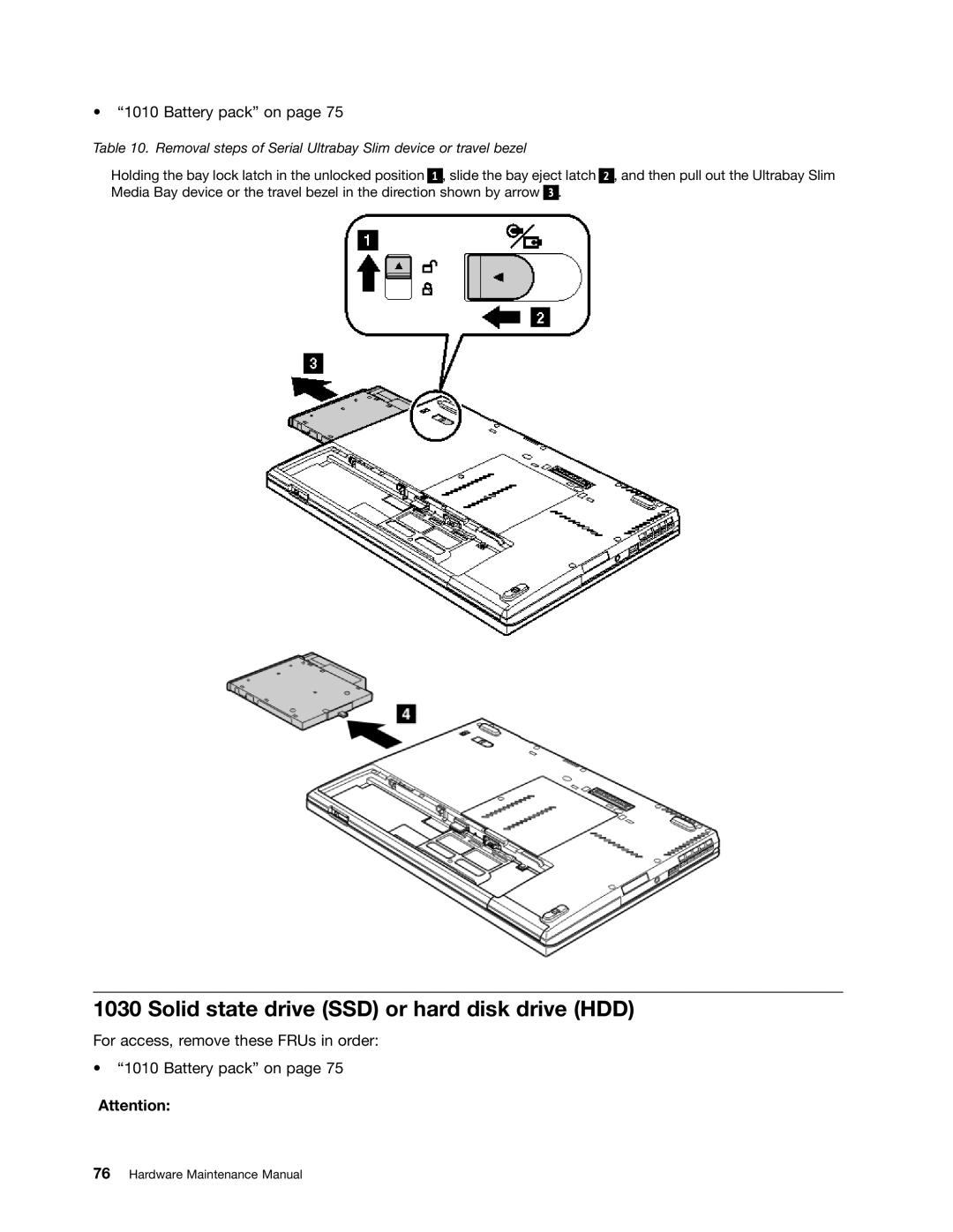 IBM T400S, T410SI manual Solid state drive SSD or hard disk drive HDD, Battery pack on 