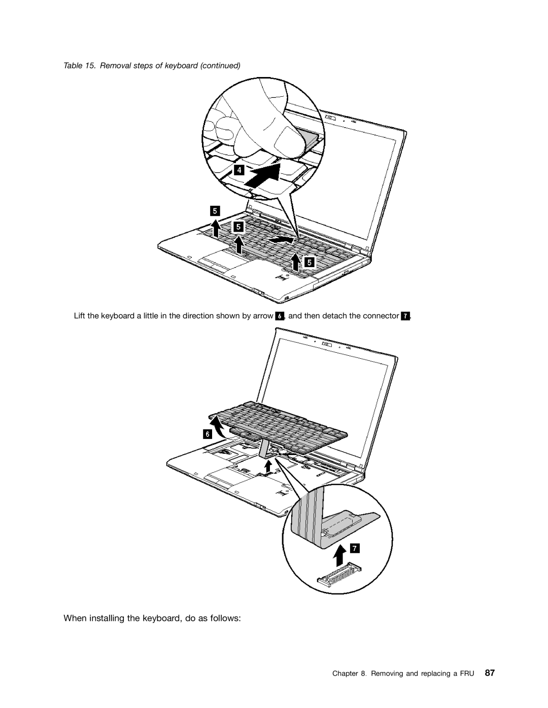 IBM T400S, T410SI manual When installing the keyboard, do as follows 