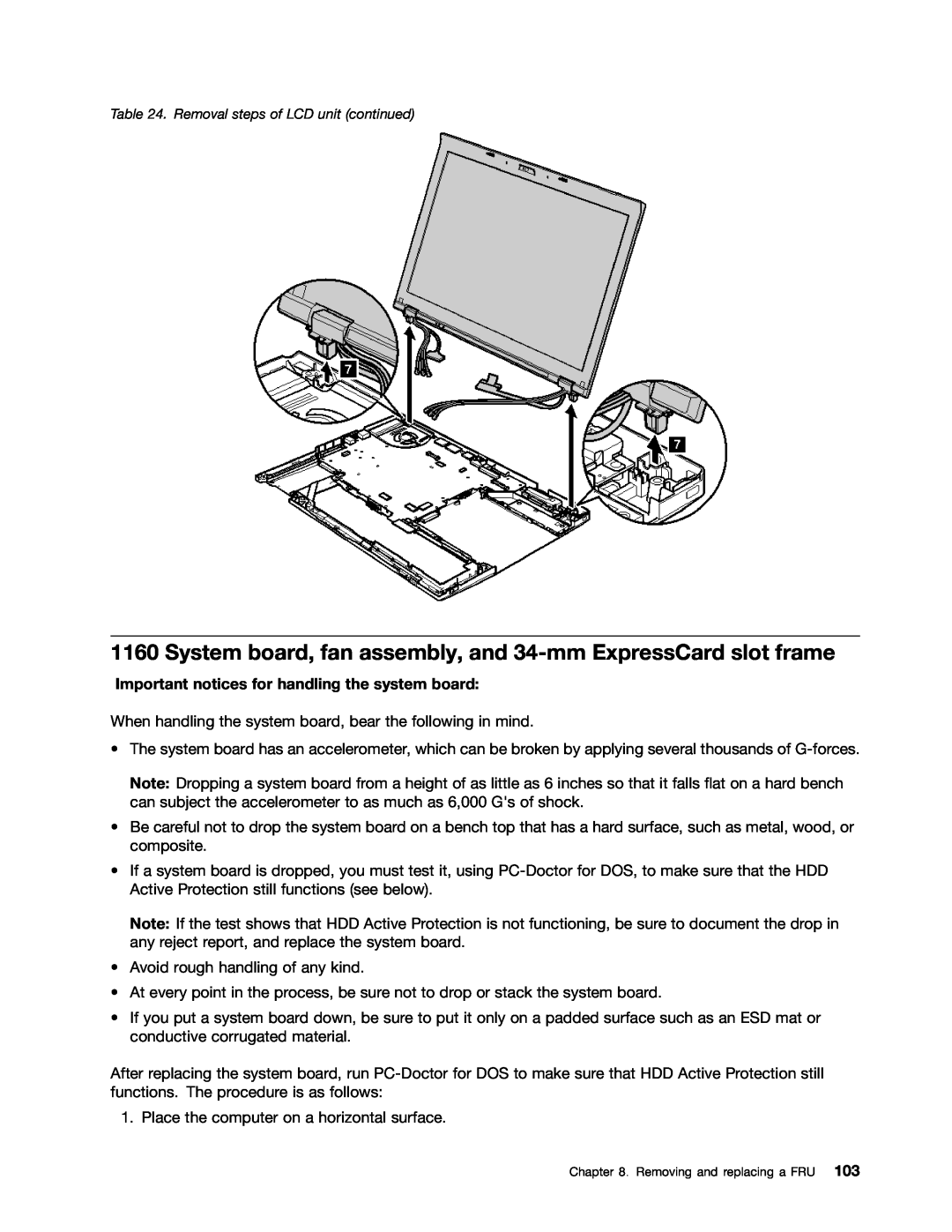 IBM T410S System board, fan assembly, and 34-mm ExpressCard slot frame, Important notices for handling the system board 