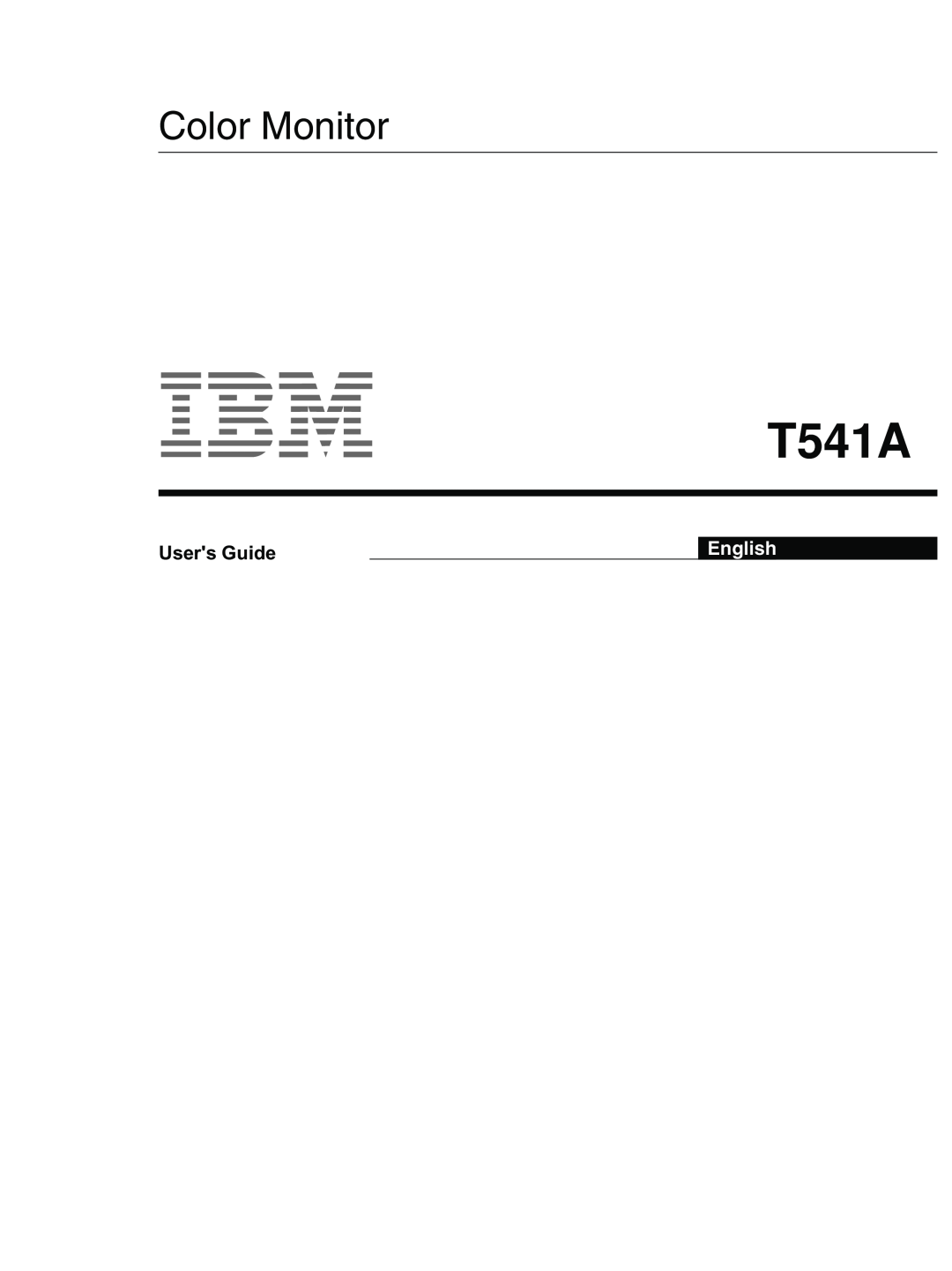IBM T541A manual Users Guide, Color Monitor, English 