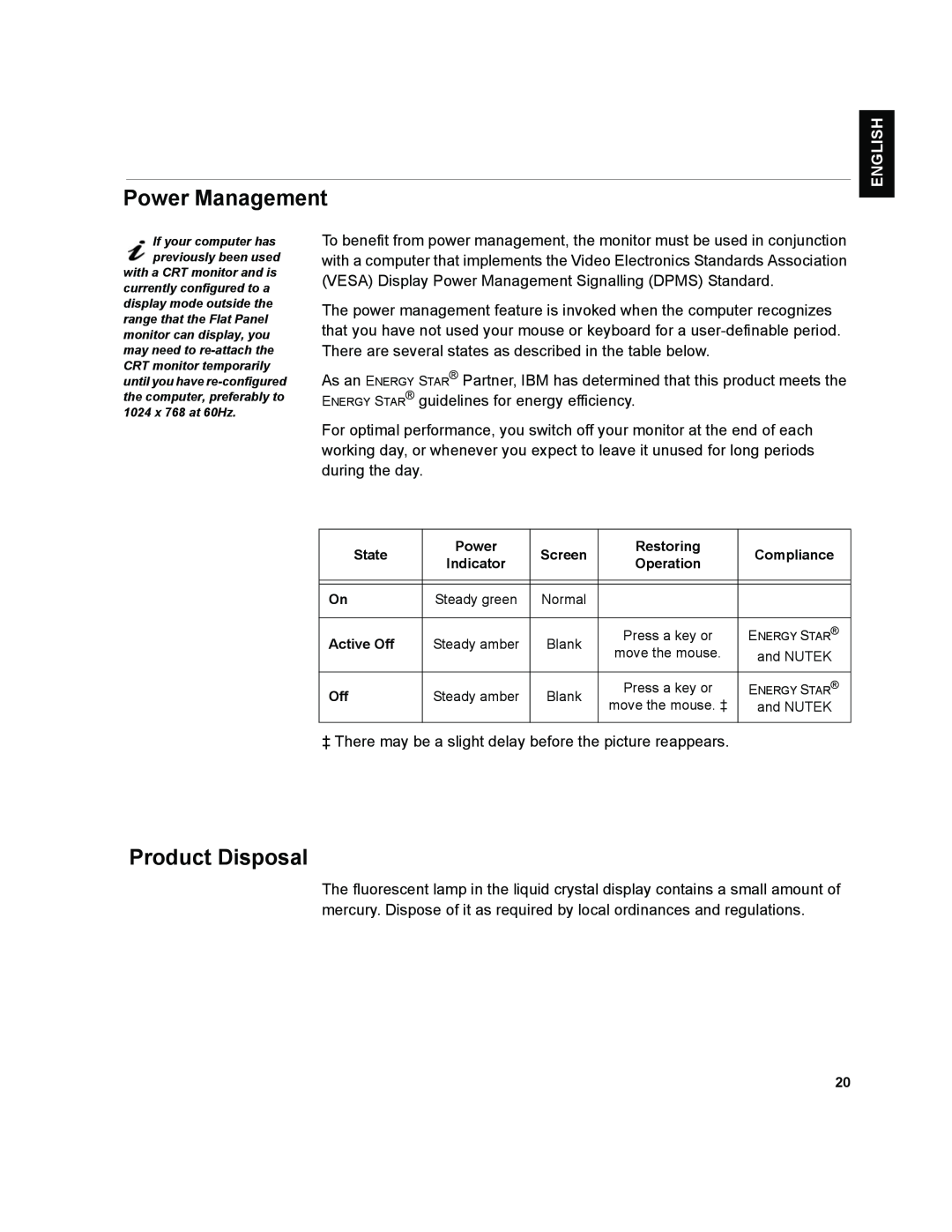 IBM T541A manual Power Management, Product Disposal, English, Français, Compl & Warr Japanese Italiano Español 