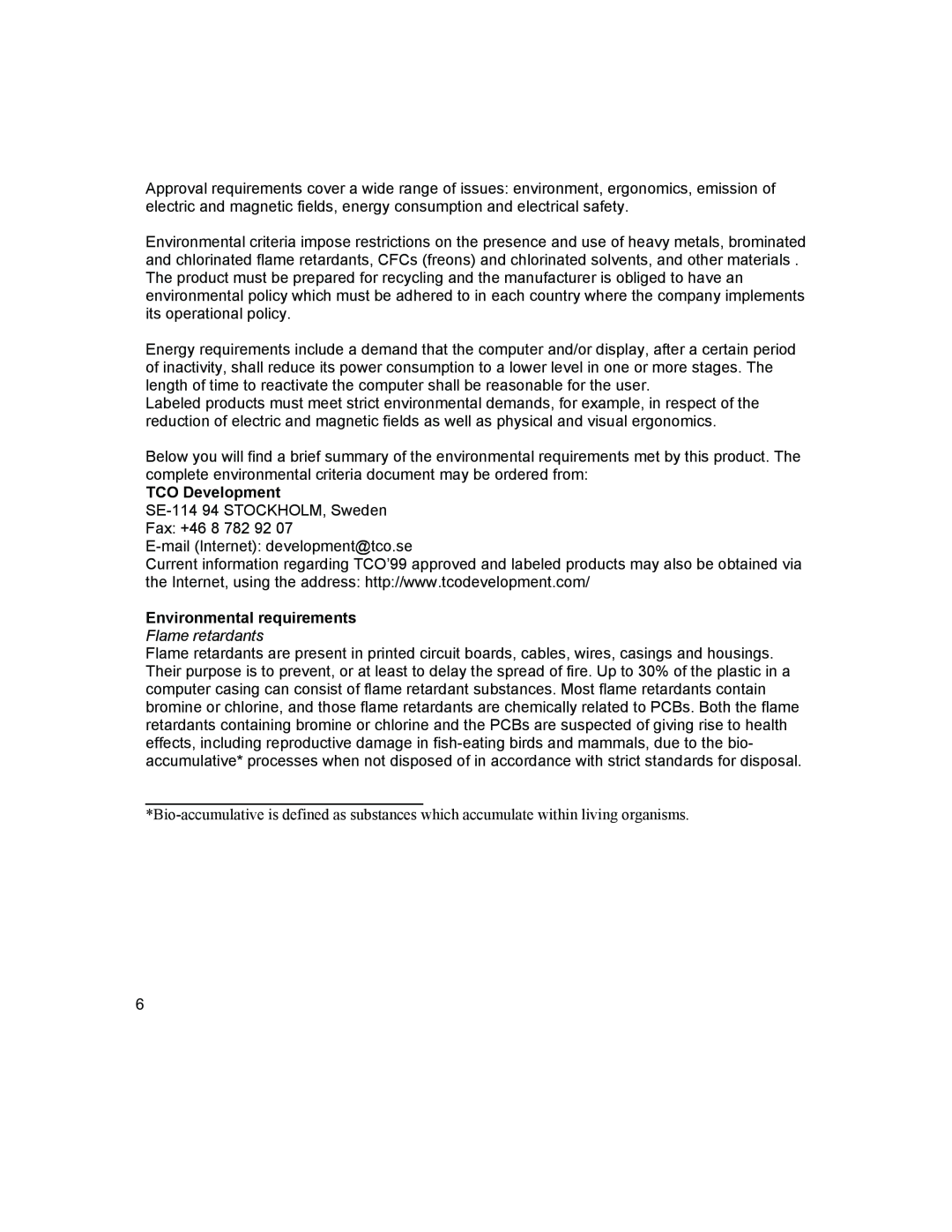 IBM T541A manual TCO Development, Environmental requirements 