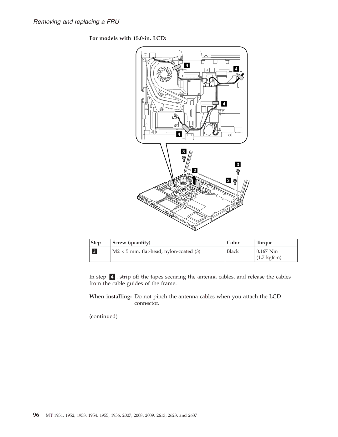 IBM T60P manual For models with 15.0-in. LCD 