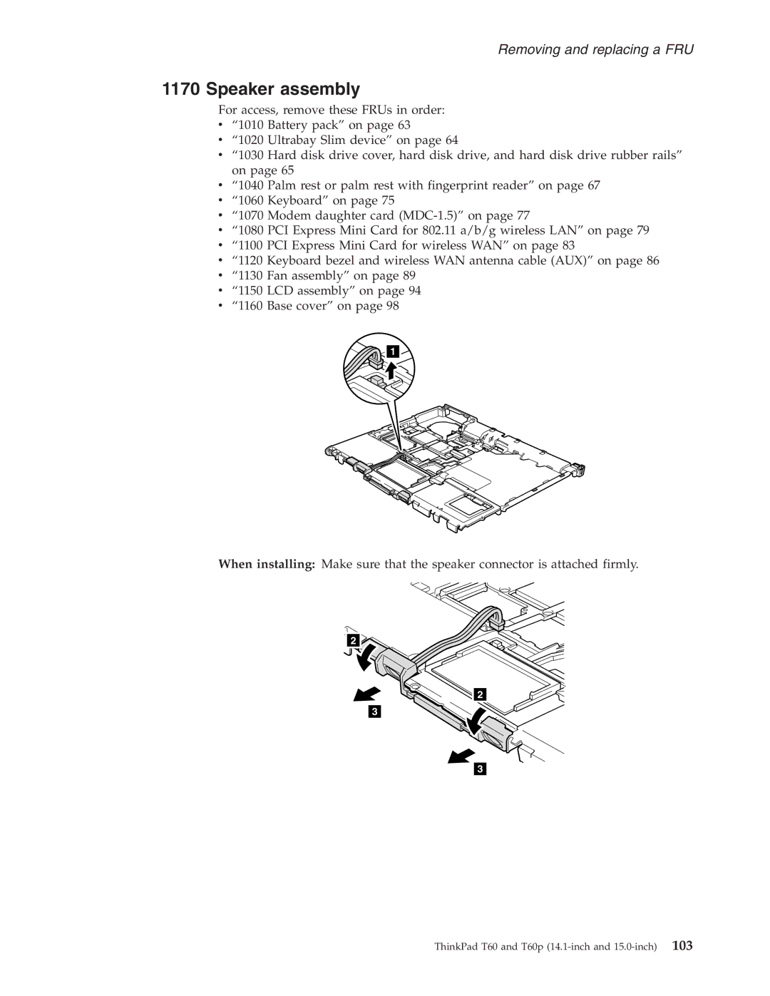 IBM T60P manual Speaker assembly 