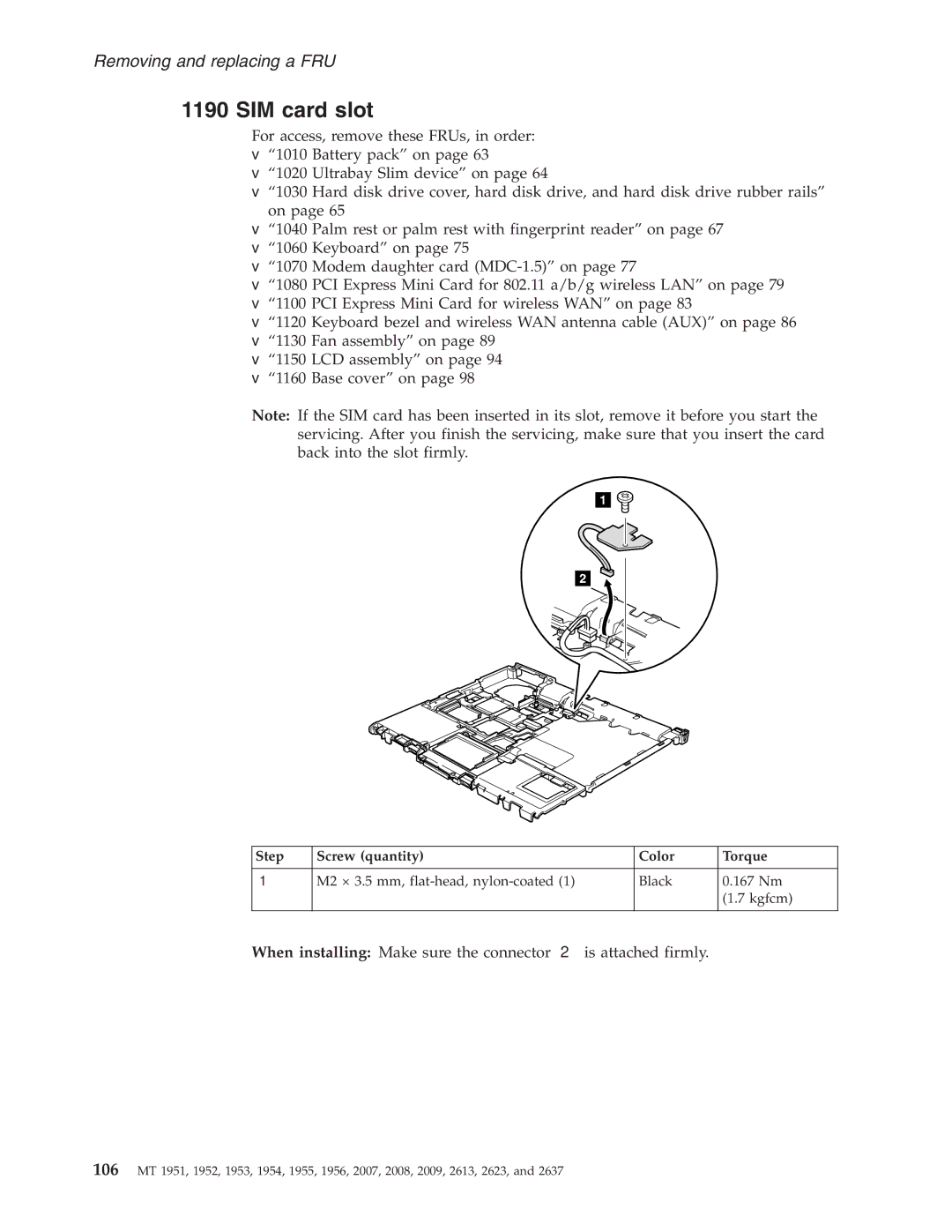 IBM T60P manual SIM card slot 