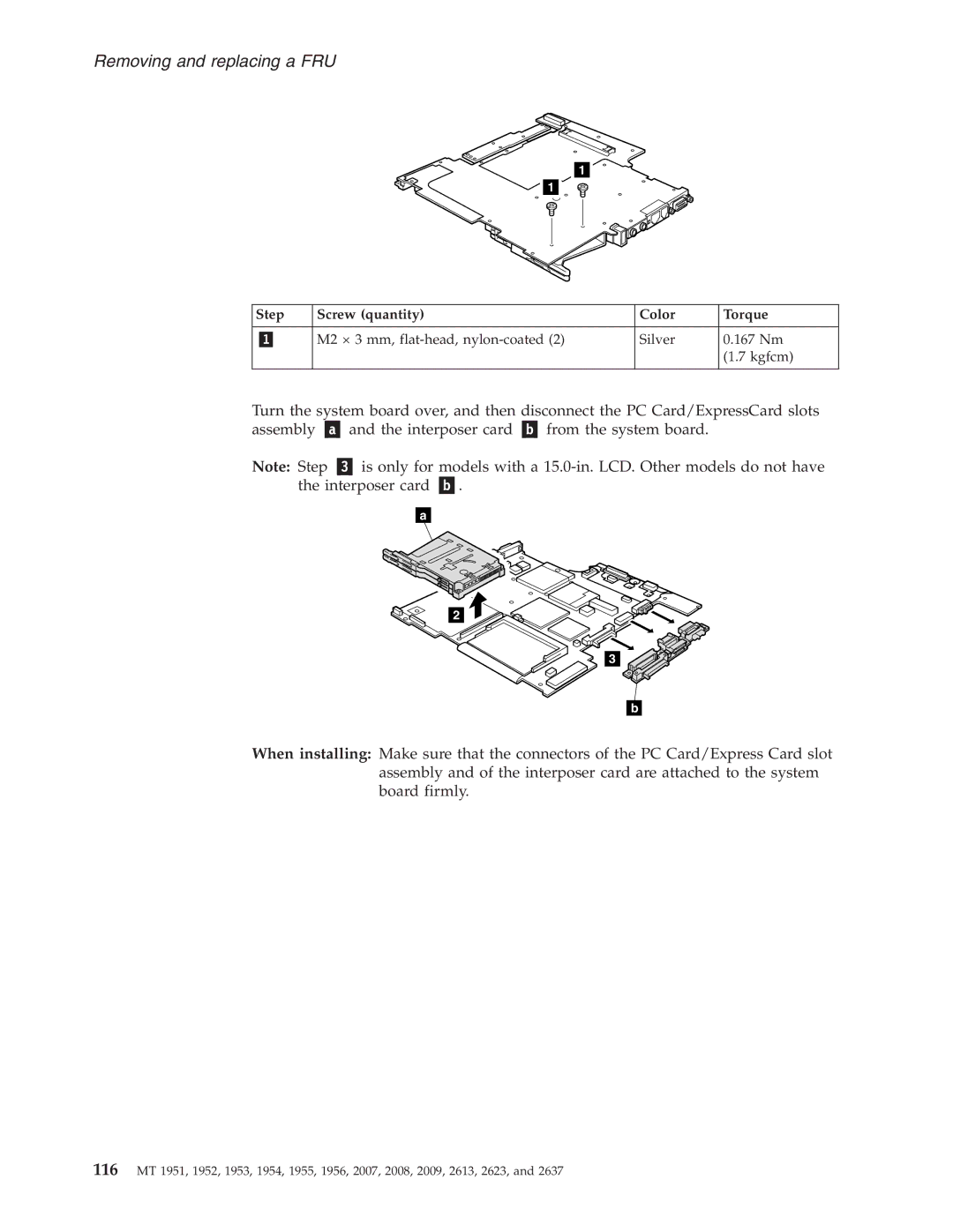 IBM T60P manual Step Screw quantity Color Torque 