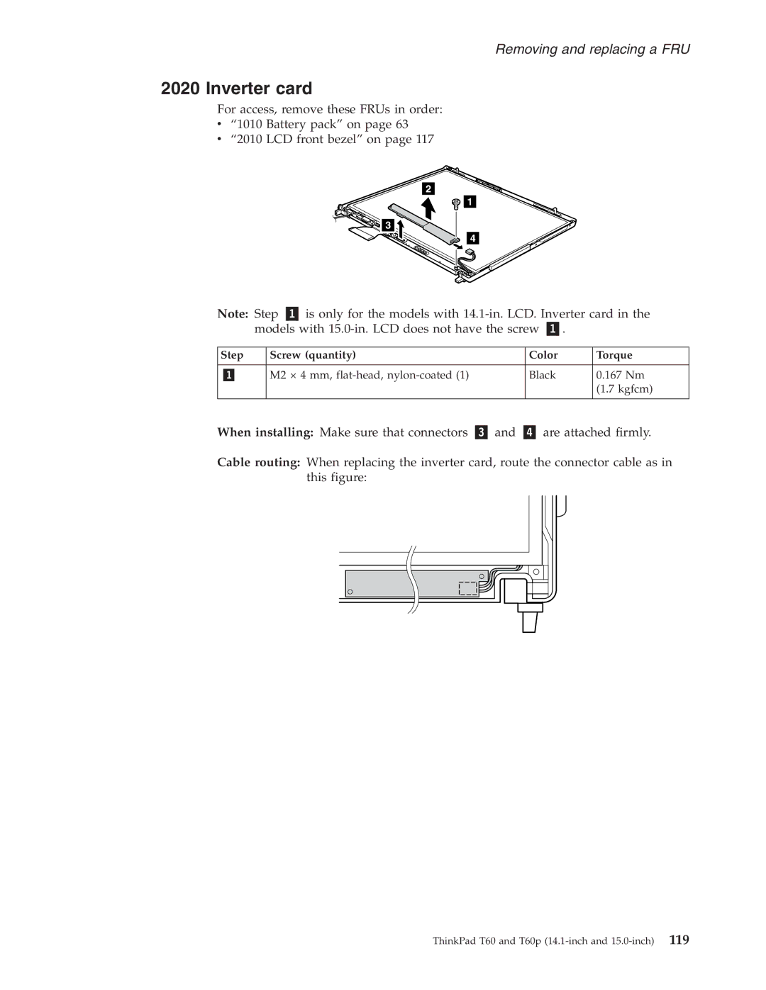 IBM T60P manual Inverter card, Step Screw quantity Color Torque 