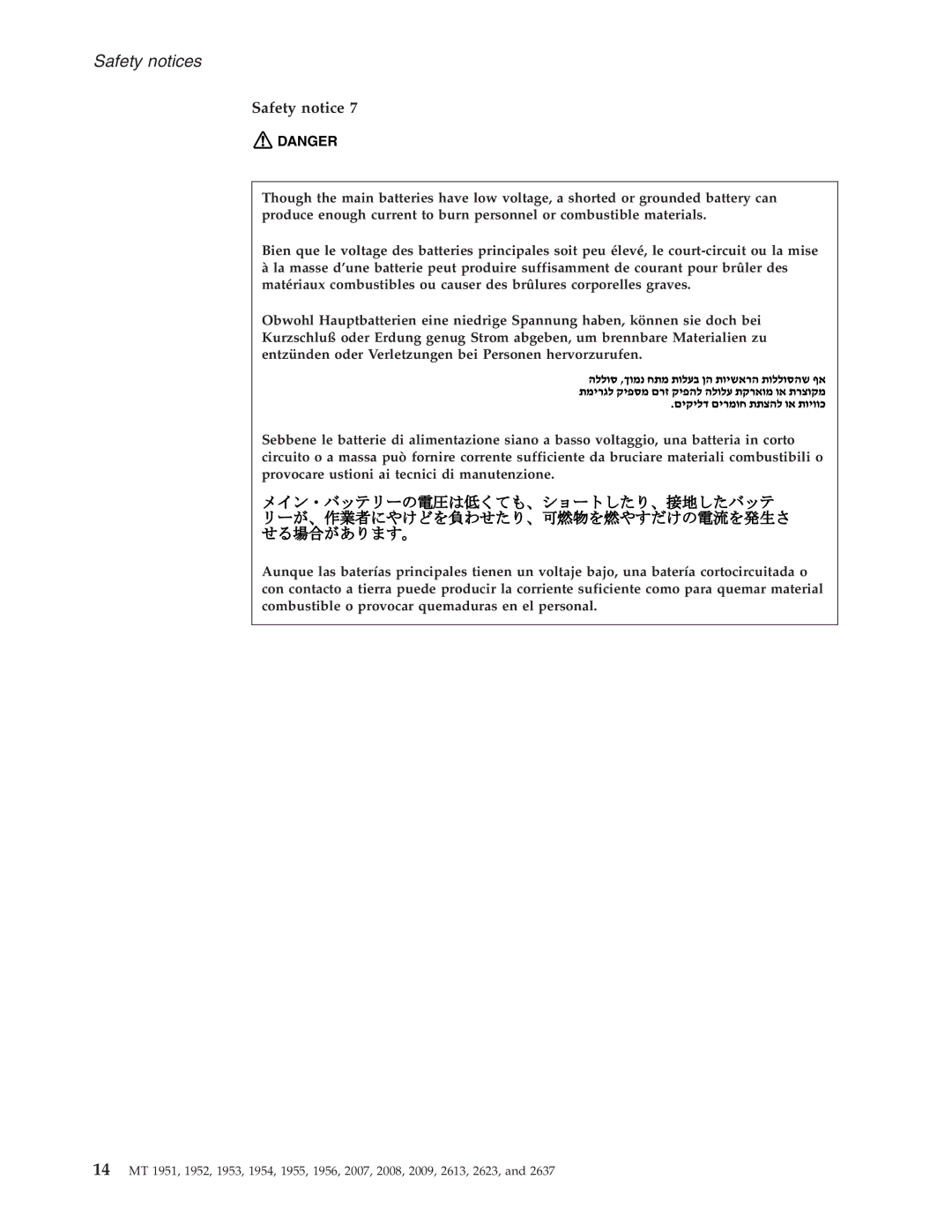 IBM T60P manual Safety notices 