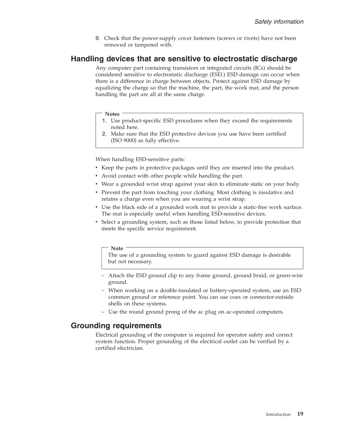 IBM T60P manual Grounding requirements 