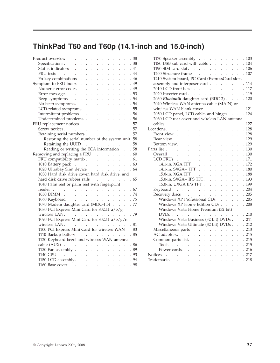 IBM T60P manual ThinkPad T60 and T60p 14.1-inch and 15.0-inch 