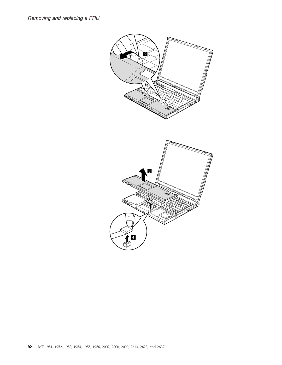 IBM T60P manual Removing and replacing a FRU 