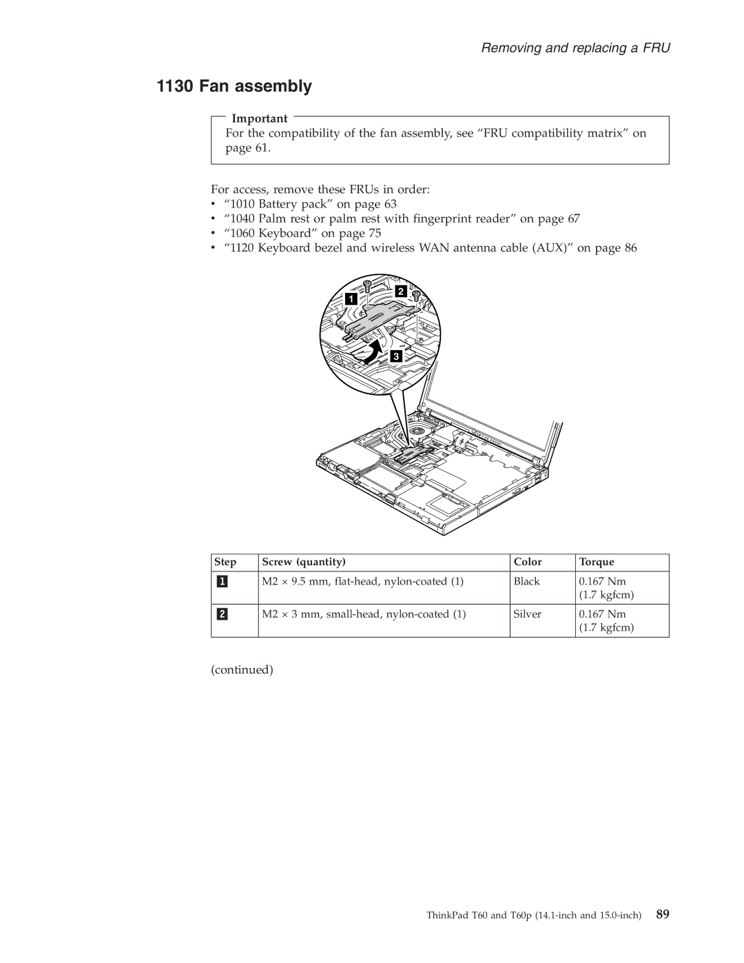 IBM T60P manual Fan assembly 