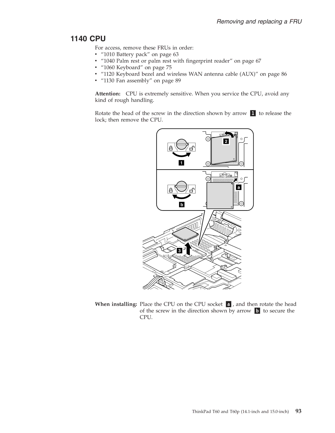 IBM T60P manual 1140 CPU 